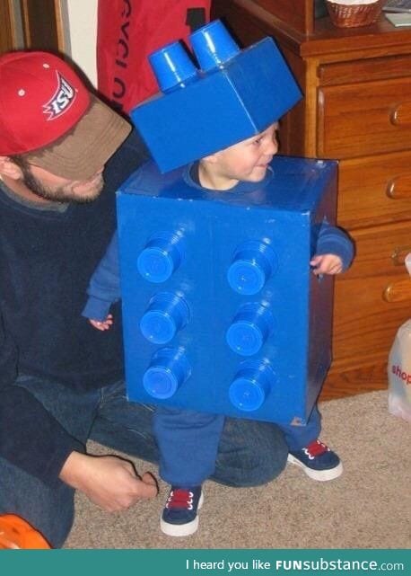 A couple of boxes, some Solo cups, and some blue paint... A lego costume