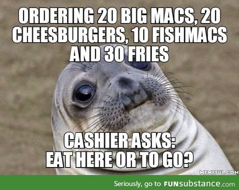 Getting food for a film team during a long shooting day at 2 a.M. At McDonalds