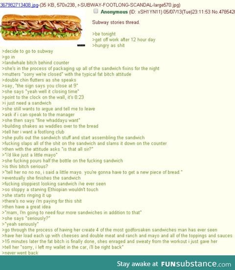 Anon goes to Subway