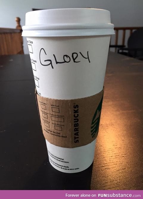 My friend Laurie has a cold. This is her Starbucks cup
