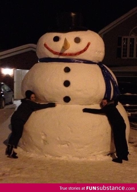 My neighbours made the biggest snowman we've ever seen!!