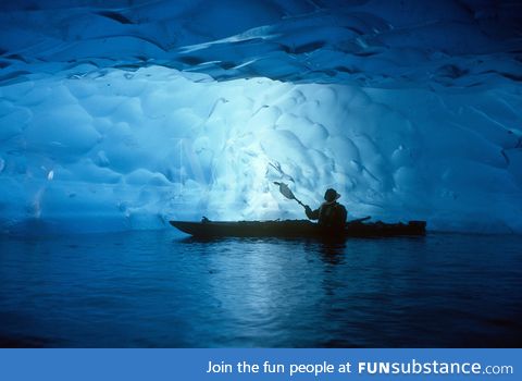 Beneath a glacier in Alaska