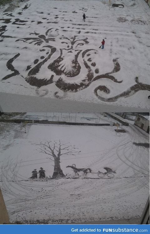 "Every time it snows our school janitor makes a little miracle"