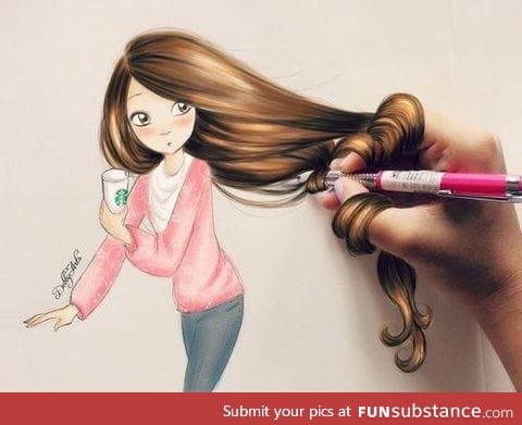 Careful not to pull her hair