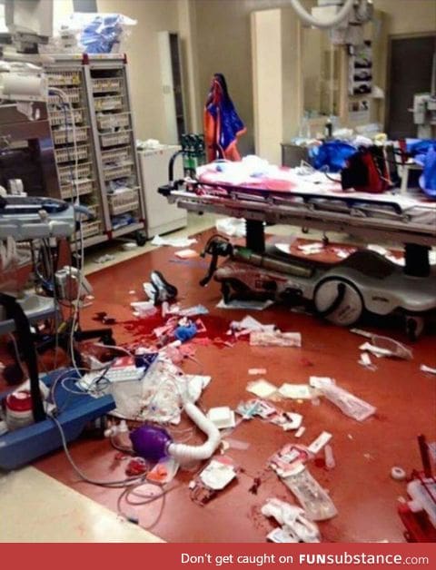 "I work in a hospital. This is the aftermath of a trauma. He lived"