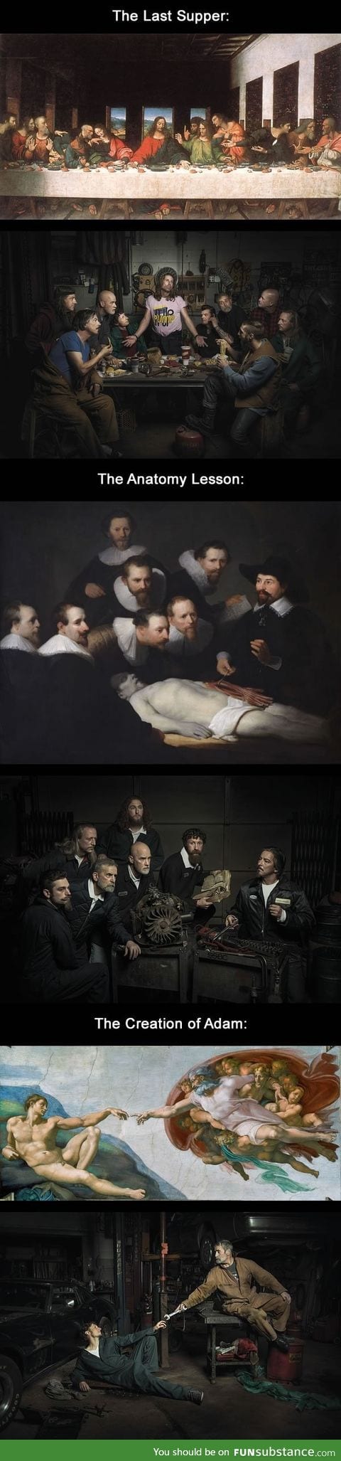 Renaissance artworks re-created in a Midwest auto shop