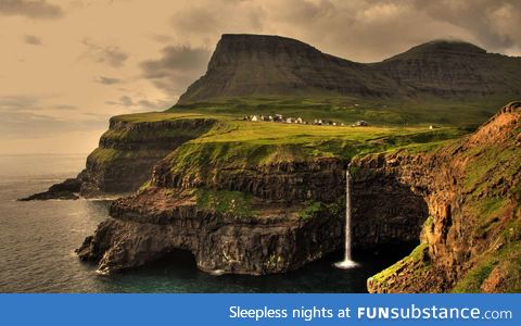 The village of Gasadalur, Faroe Islands