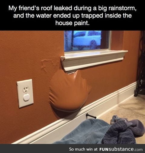When water leaks into the wall paint