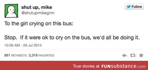 Crying on the bus