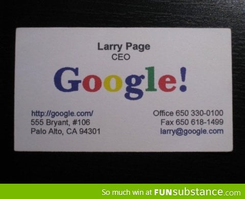 Google business card from 1998