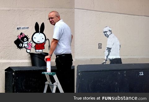 Graffiti removal guy comes back to discover image of himself