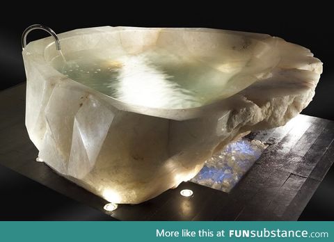 Bathtub cut from a single piece of quartz crystal