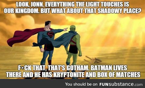 Superman showing the land