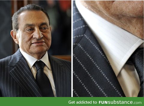 Mubarak's pinstripes spelled out his name