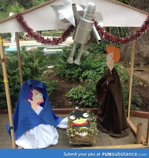 Futurama nativity scene in Curicó, Chile