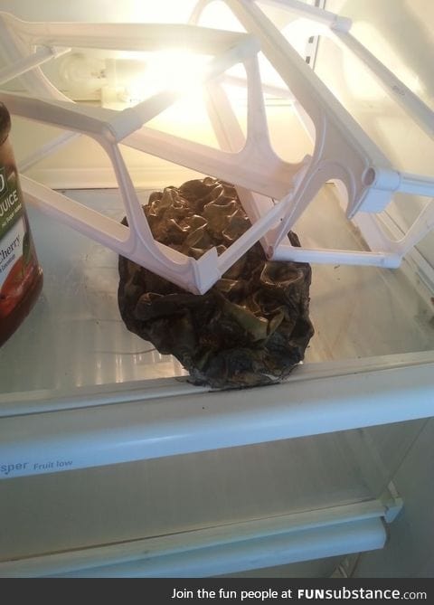 So this is what happens when you leave a watermelon in a fridge for three years