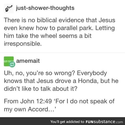 Jesus take the wheel