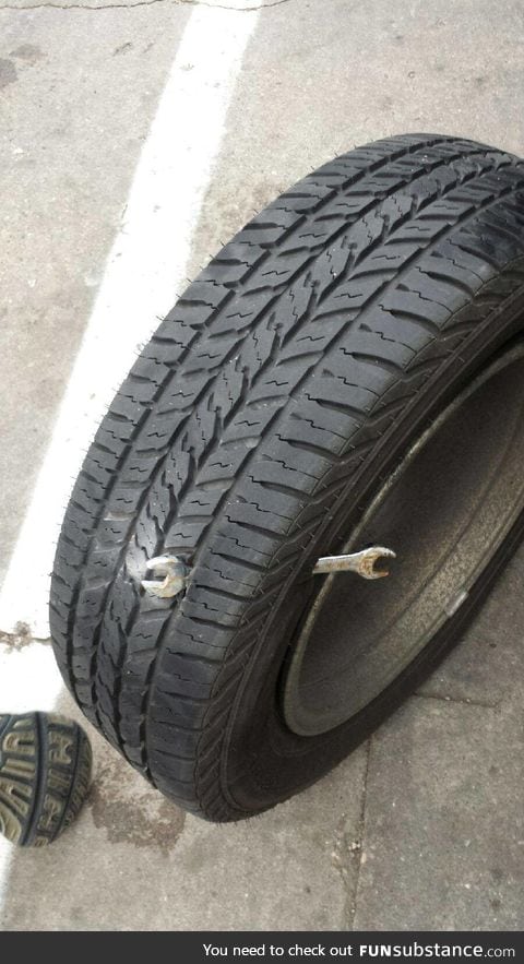 Someone ran over a wrench. I didn't know this was possible