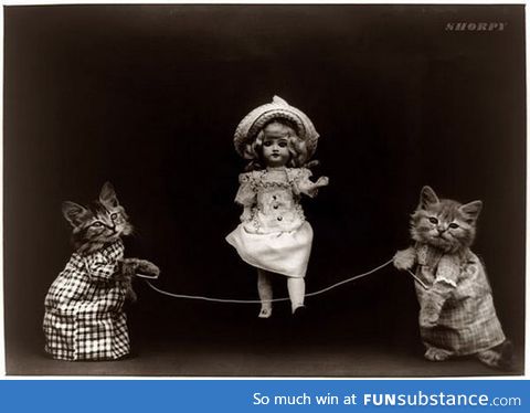 I never thought a picture of a doll and kittens could be creepy. I was wrong.