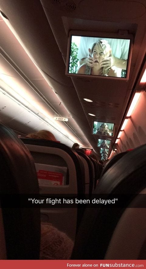 So this is how the screens on the plane froze when the pilot gave an announcement