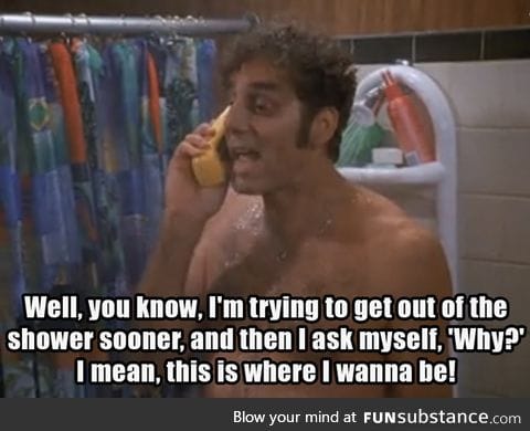 Taking a hot shower when it's cold outside