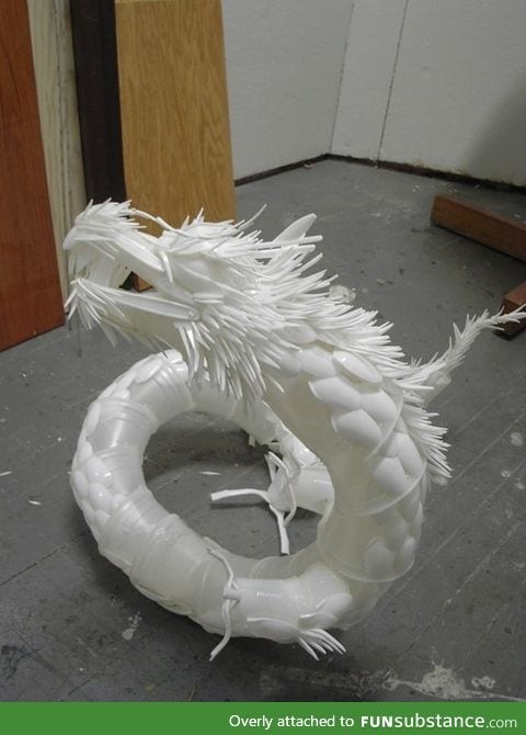 Made entirely of plastic cutlery