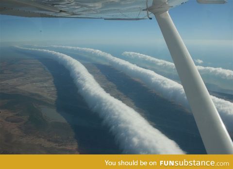 A rare meteorological phenomenon called the Morning Glory cloud