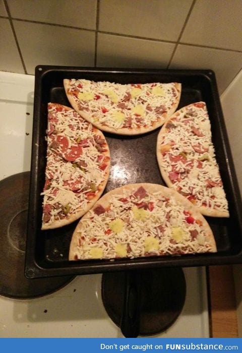 2 pizzas in one pan