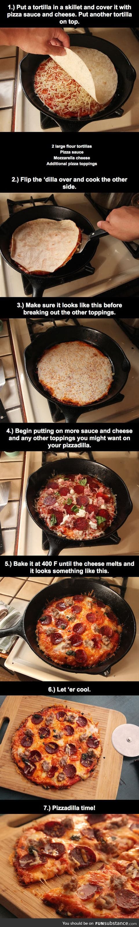 Cooking a delicious quesadilla pizza