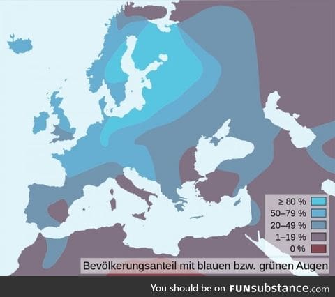 Distribution of blue eyes in Europe