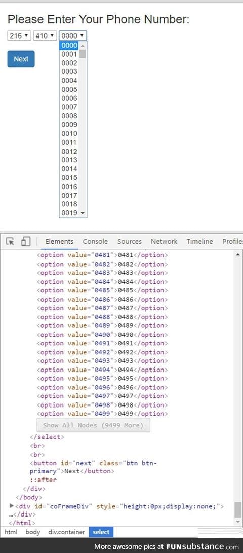 Please select your phone number from the drop-down list