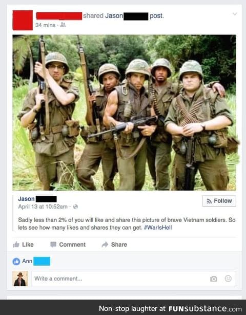 "Share this picture of brave Vietnam soldiers"