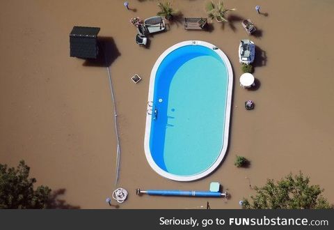 A pool that remained pristine during a flood