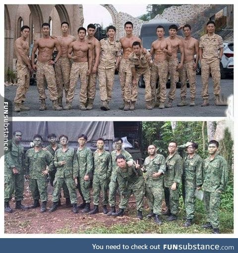 South Korean soldiers in drama vs real soldiers in reality