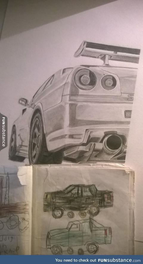 Drawing cars, 10 years apart