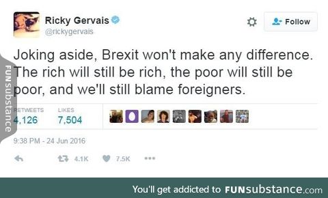 Ricky Gervais telling it how it is