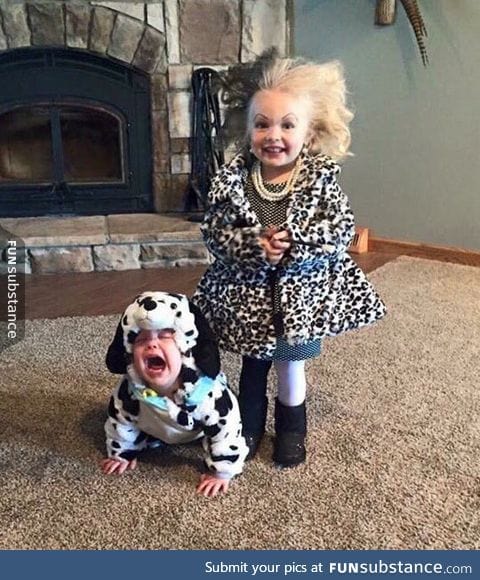 Cruella and her dalmatian