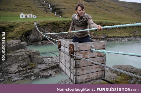 Crossing a river in Iceland