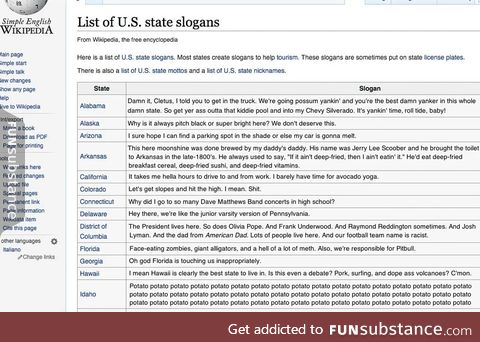 Someone is editing all the US state slogans on wikipedia and it's amazing