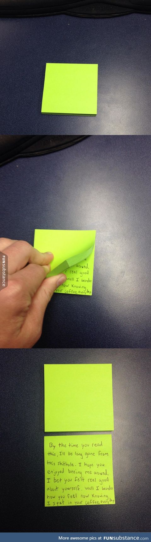 Sticky note left by intern