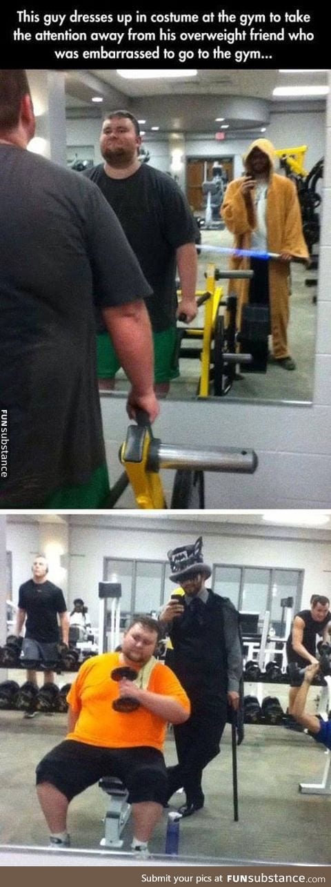 Just helping a friend at the gym
