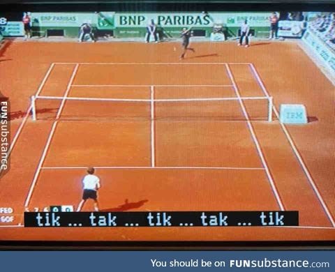 This is one of those times when closed-captioning help spell out the drama of a tennis