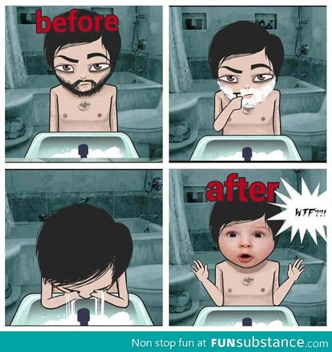 Before and after shaving