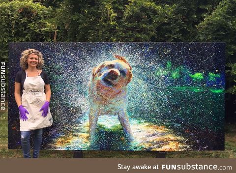 Very neat finger painting. Artist for scale