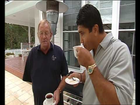 TV presenter gives One armed man a Cup and Saucer