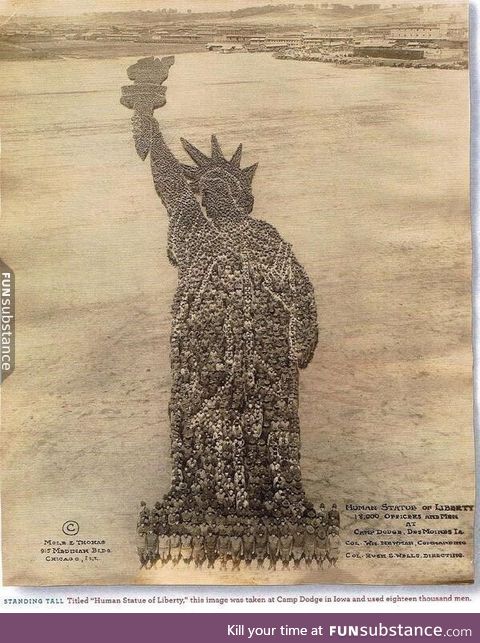 Human Statue of Liberty made with 18,000 men in 1918