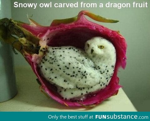 Carved from a dragon fruit