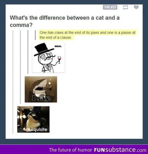 Difference between a cat and a comma