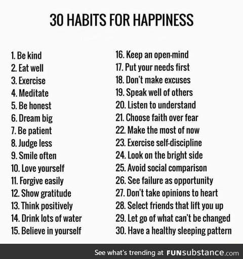 Habits for happiness