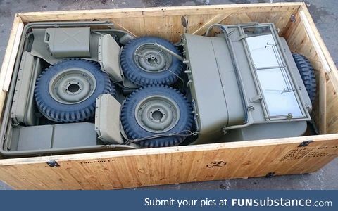 Military Jeep in a crate